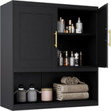 Metal Bathroom Wall Cabinet with Doors and Shelves, Over The Toilet Storage Cabinet