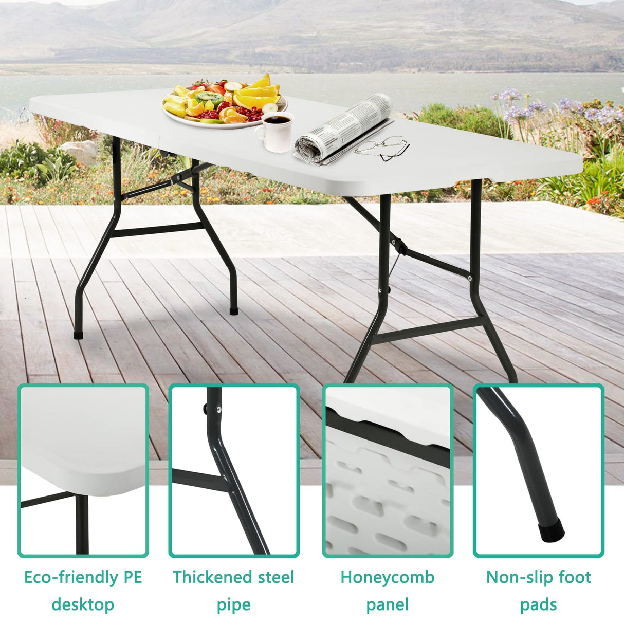 Plastic Picnic Table Office Table for Parties Wedding Camping Office