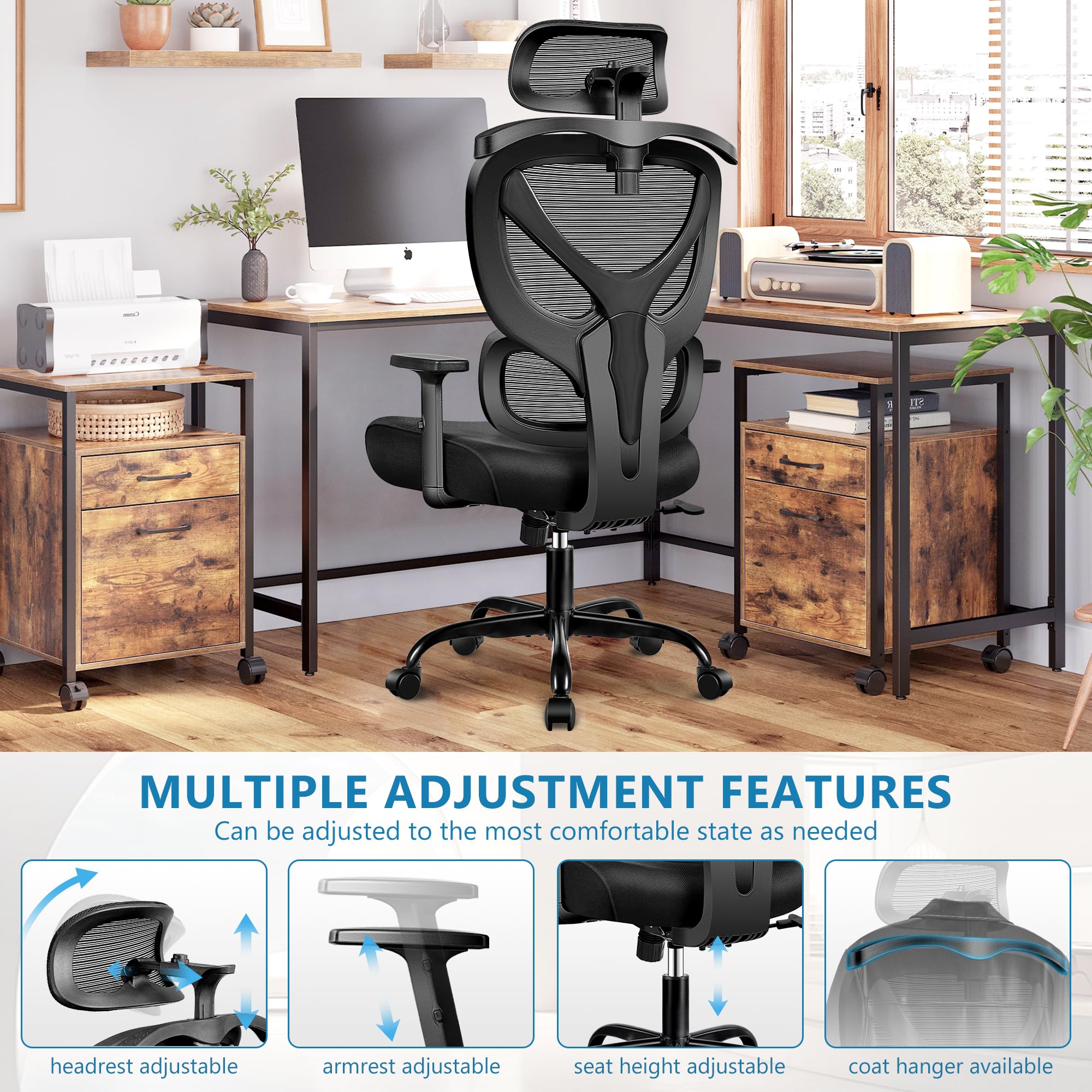 Office Chair Ergonomic Desk Chair Comfy Computer Chair, Big and Tall Home Office Chair