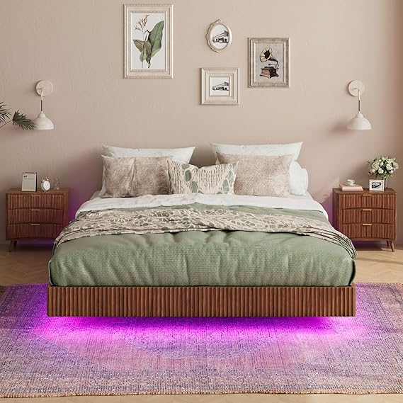 Full Floating Bed Frame with LED Lights