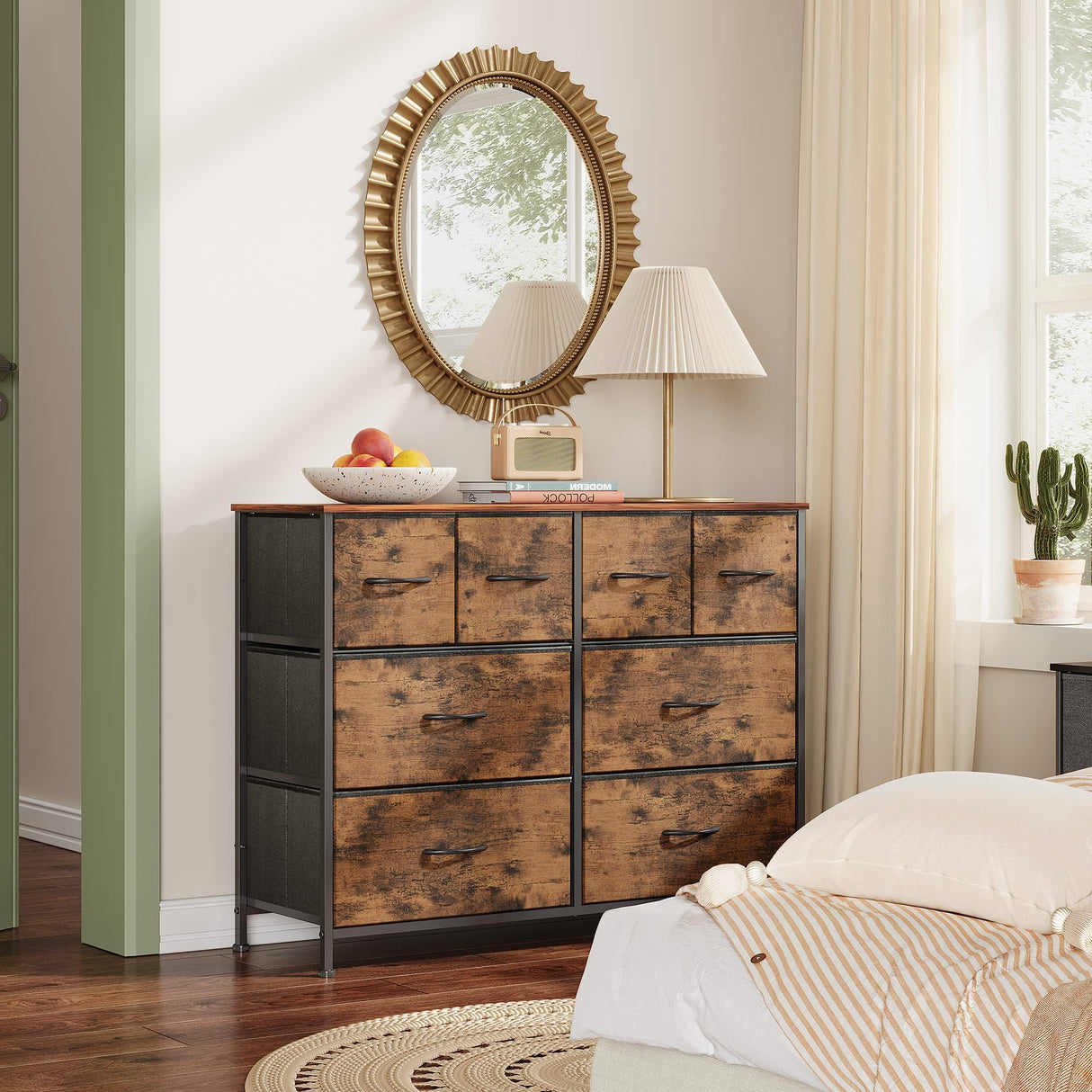 Dresser for Bedroom with 8 Drawers, Wide Fabric Dresser for Storage and Organization