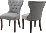 Fabric Dining Chairs Set of 2, Tufted Dining Room Chairs,Upholstered Solid Wood Accent