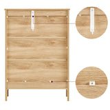 Storage Cabinet with Rattan Doors, Bathroom Storage Cabinet with Adjustable Shelf