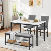 47.2" Faux Marble Dining Table Set for 4 with Velvet Chairs and Bench