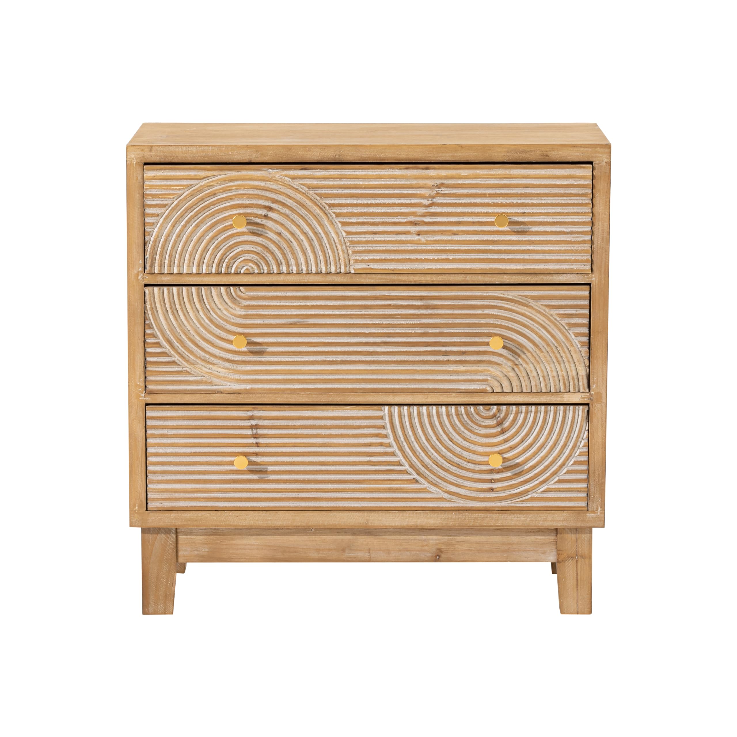 3-Drawer Farmhouse Dresser with Handicraft Wood Ring Motif