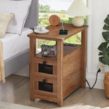 Farmhouse XXL End Table with Charging Station, Narrow Side Table