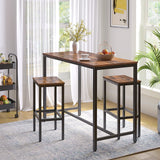 Bar Table and Chairs Set, 47.2” Rectangular Pub Table with 2 Stools