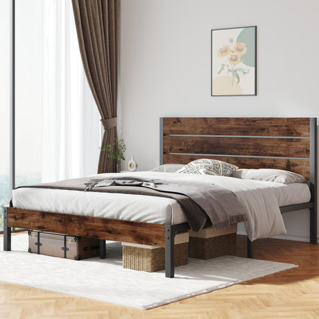 Queen Bed Frame with Headboard and Footboard,