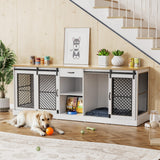 87" Double Dog Crate Furniture - Heavy Duty Indoor Kennel TV Stand