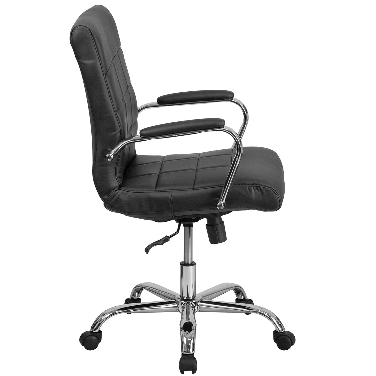 Vivian Mid-Back Swivel Vinyl Upholstered Desk Chair with Padded Seat and Armrests