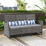 Outdoor Furniture 3 Seats Patio Couch, Outdoor Wicker Sofa