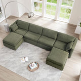 Terracotta 6-Seat U-Shaped Modular Sofa Set, Extra Large Sectional Couch with Reversible aise, 146 inch Width, Sofa