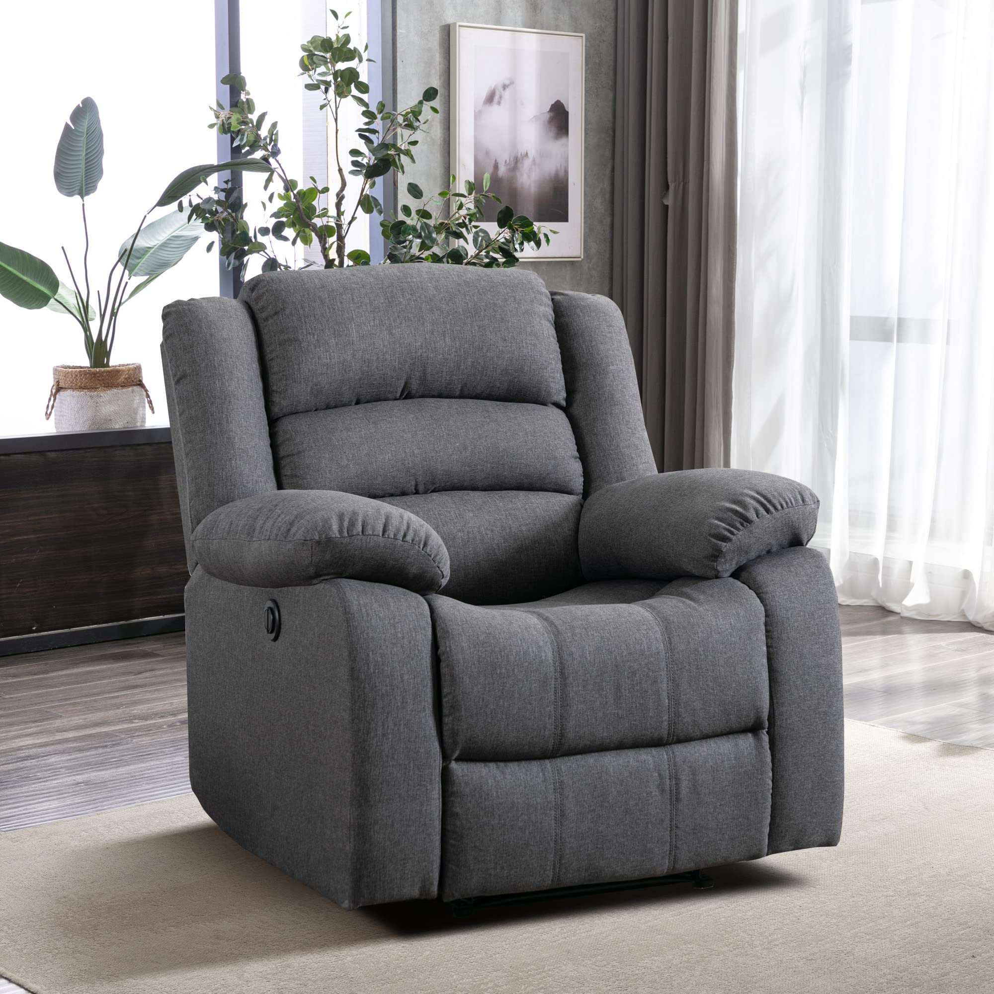 Classic Power Recliner Chair, Oversized Electric Overstuffed Chair
