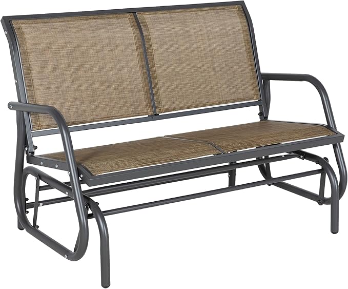 2-Person Outdoor Glider Bench, Patio Double Swing Rocking Chair Loveseat w/Powder