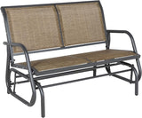 2-Person Outdoor Glider Bench, Patio Double Swing Rocking Chair Loveseat w/Powder