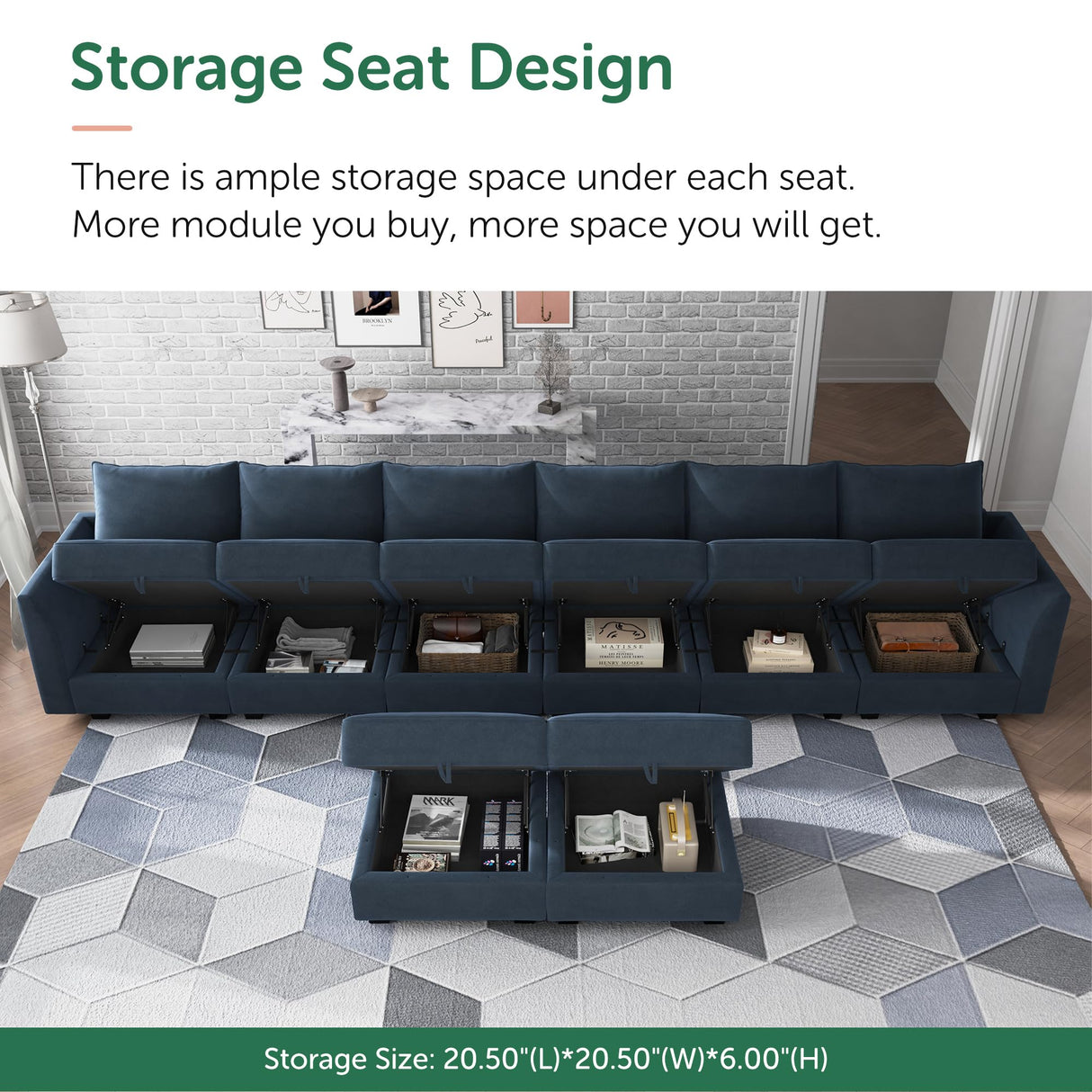 Modular Sectional Sofa with Ottoman Oversized U Shaped Couch with Reversible Chaise