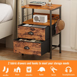 Nightstands Set 2, Bedside Table with 2 Fabric Drawers