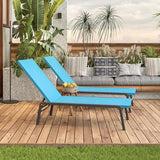 Patio Chaise Lounge Set of 2 with 5 Adjustable Backrest, Foldable Aluminum Chaise Lounge Chair Recliner