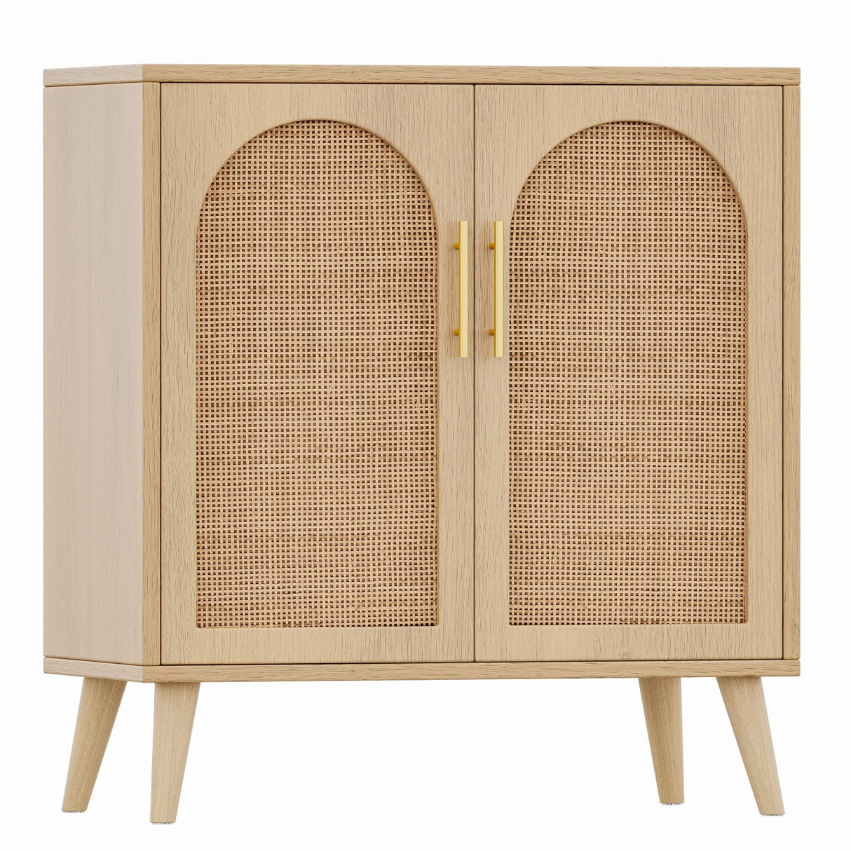 Rattan Storage Cabinet with Doors, Accent Bathroom Floor Cabinet, Modern Sideboard