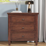 Nightstands with 3 Drawers for Bedroom, Modern Wood Bedside End Table, Walnut