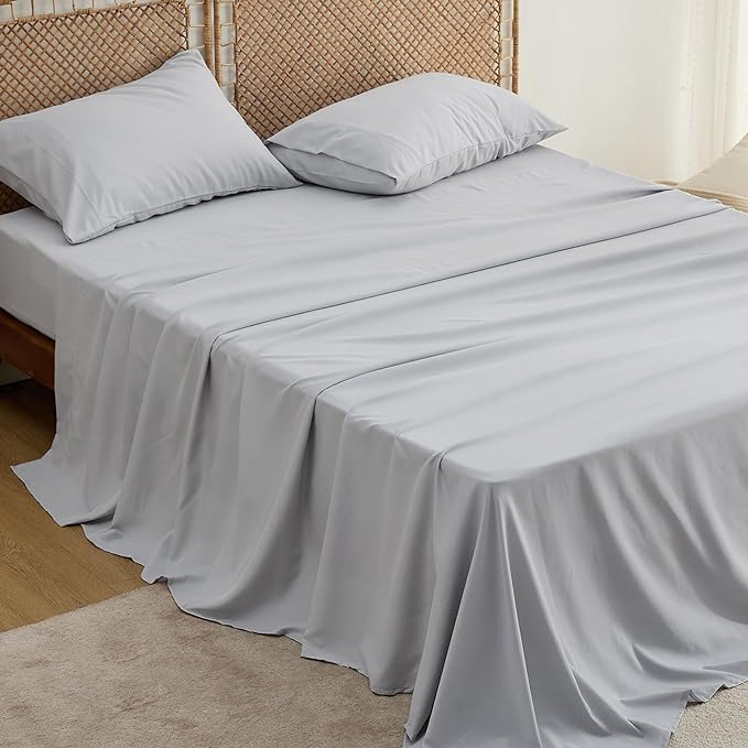 Cooling Sheets for Queen Size Bed Set, Polyester & Rayon Derived from Bamboo,