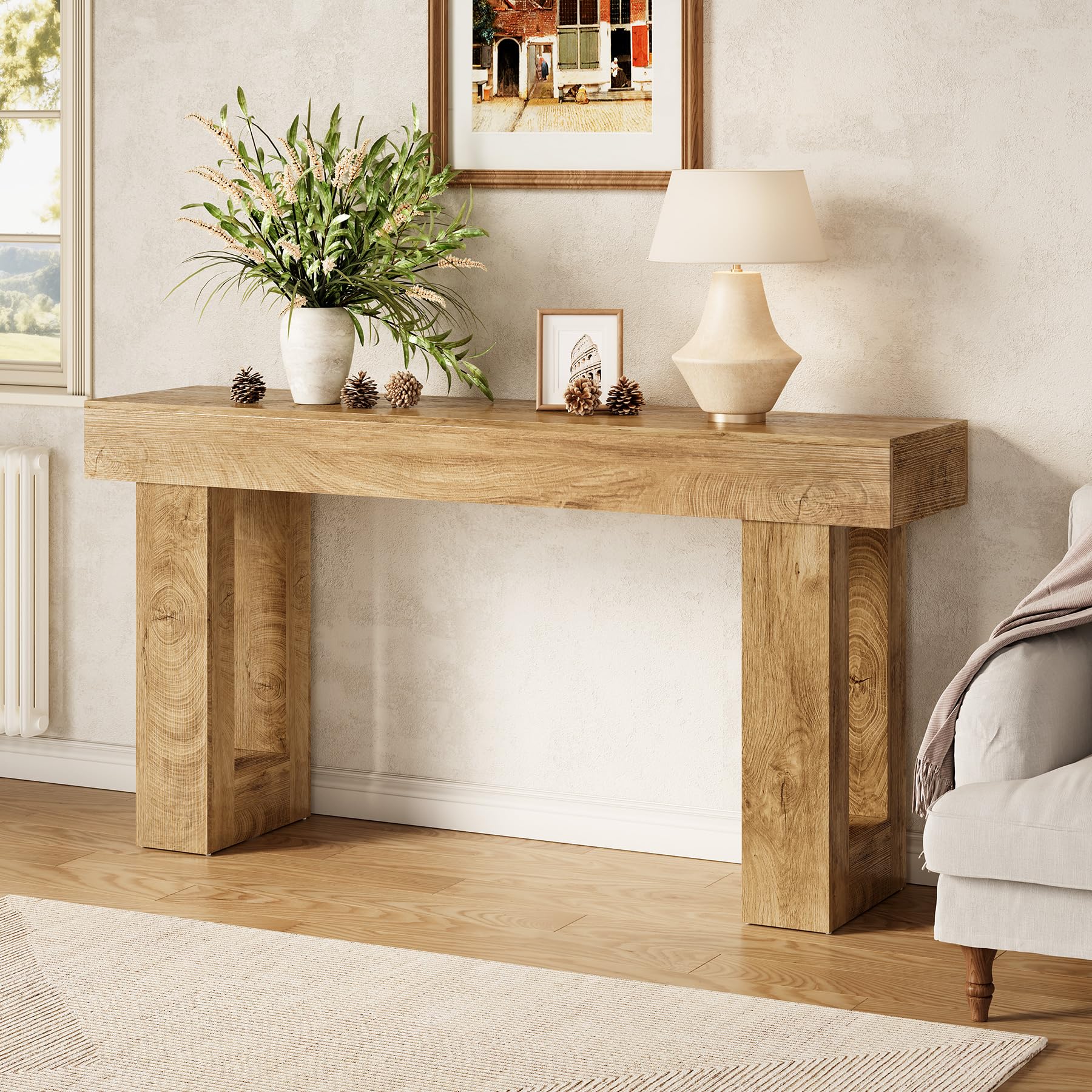63 Inches Long Console Table for Entryway, Sofa Table Behind Couch, Wooden Entry Table
