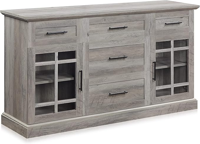 Sideboard Buffet Console Table, Versatile Media Cabinet with Drawers and Adjustable Shelves - 58 Inch - Astorga (Espresso)