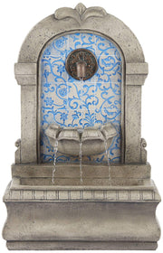 Modern Outdoor Floor Water Fountain Stone Classic Blue Tile Mosaic 30 1/4" for Garden