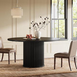 47-Inch Round Dining Table for 4-6 People - Modern Fluted Design