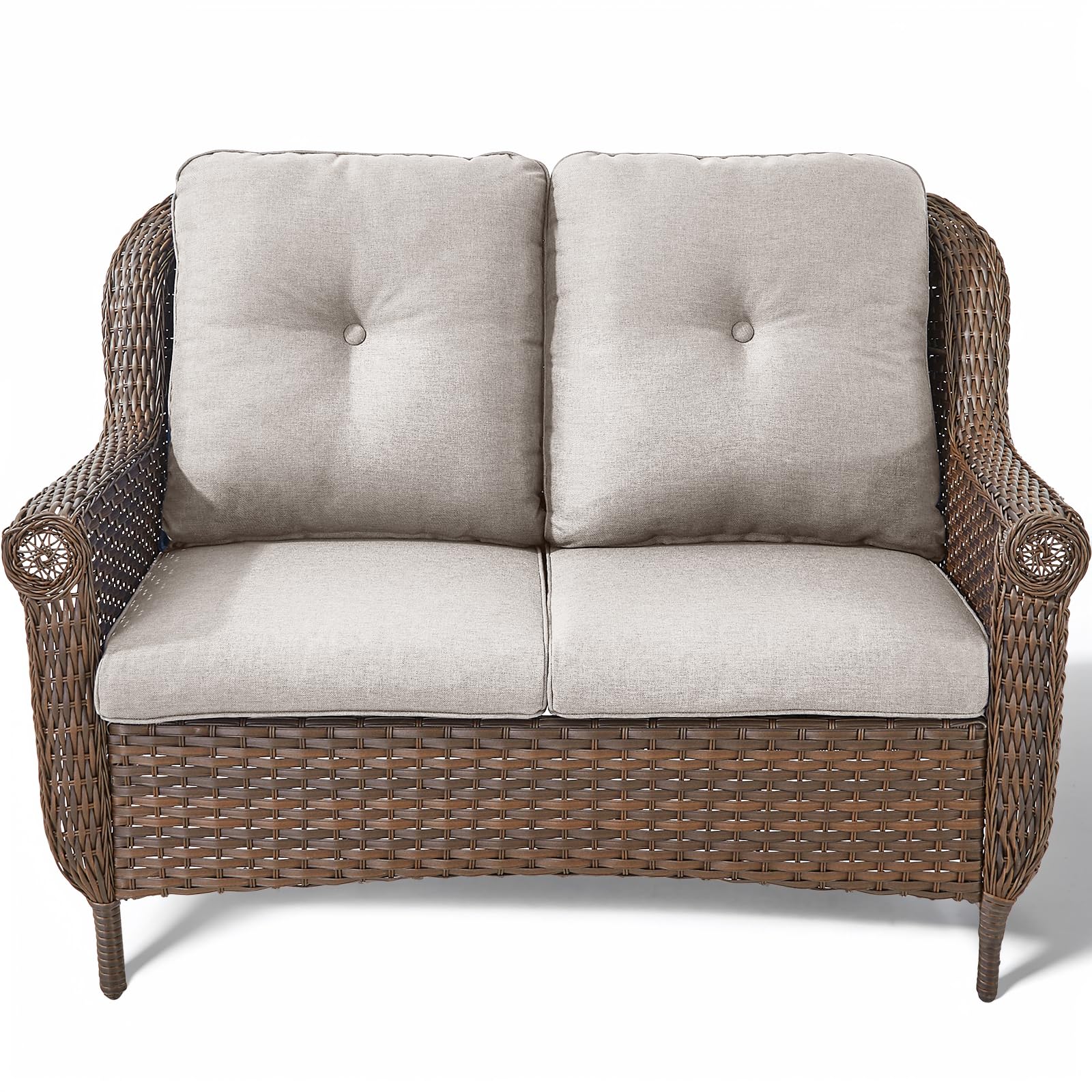 Patio Loveseat Outdoor Wicker Sofa - Heavy Duty All-Weather Rattan 2-Person Sofas
