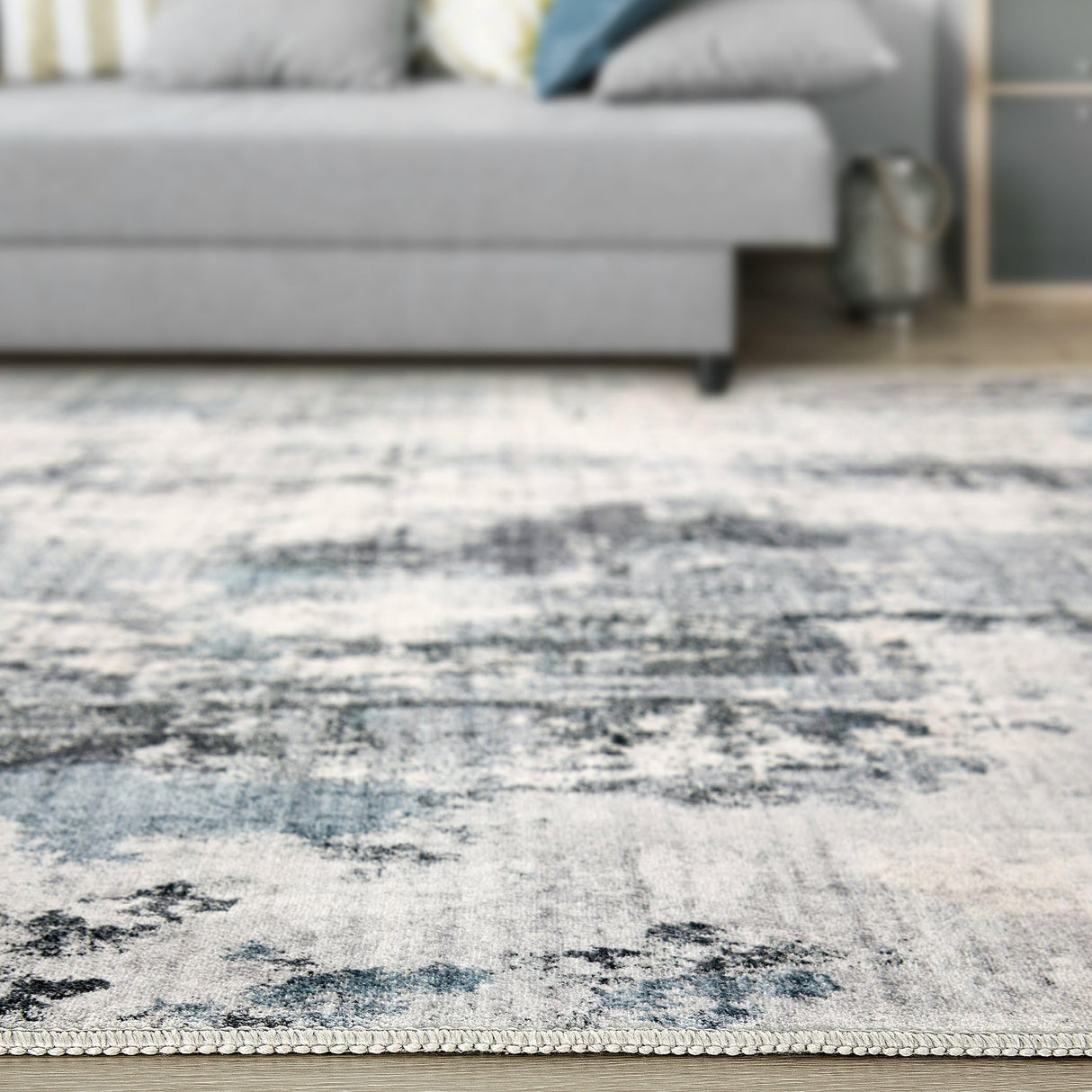 TARANCH Washable Rug 8x10 Area Rugs: Modern Abstract Neutral Soft Large Rug for Living Room Bedroom Dining Room Under Kitchen Table Home Office Decor - Grey Blue