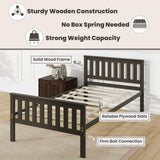 Giantex Wood Twin Bed Frames with Headboard, Mid Century Platform Bed with Wooden Slats Support, 12" Under-Bed Storage Space, No Box Spring Needed, Twin Bed Frames for Kids, Espresso