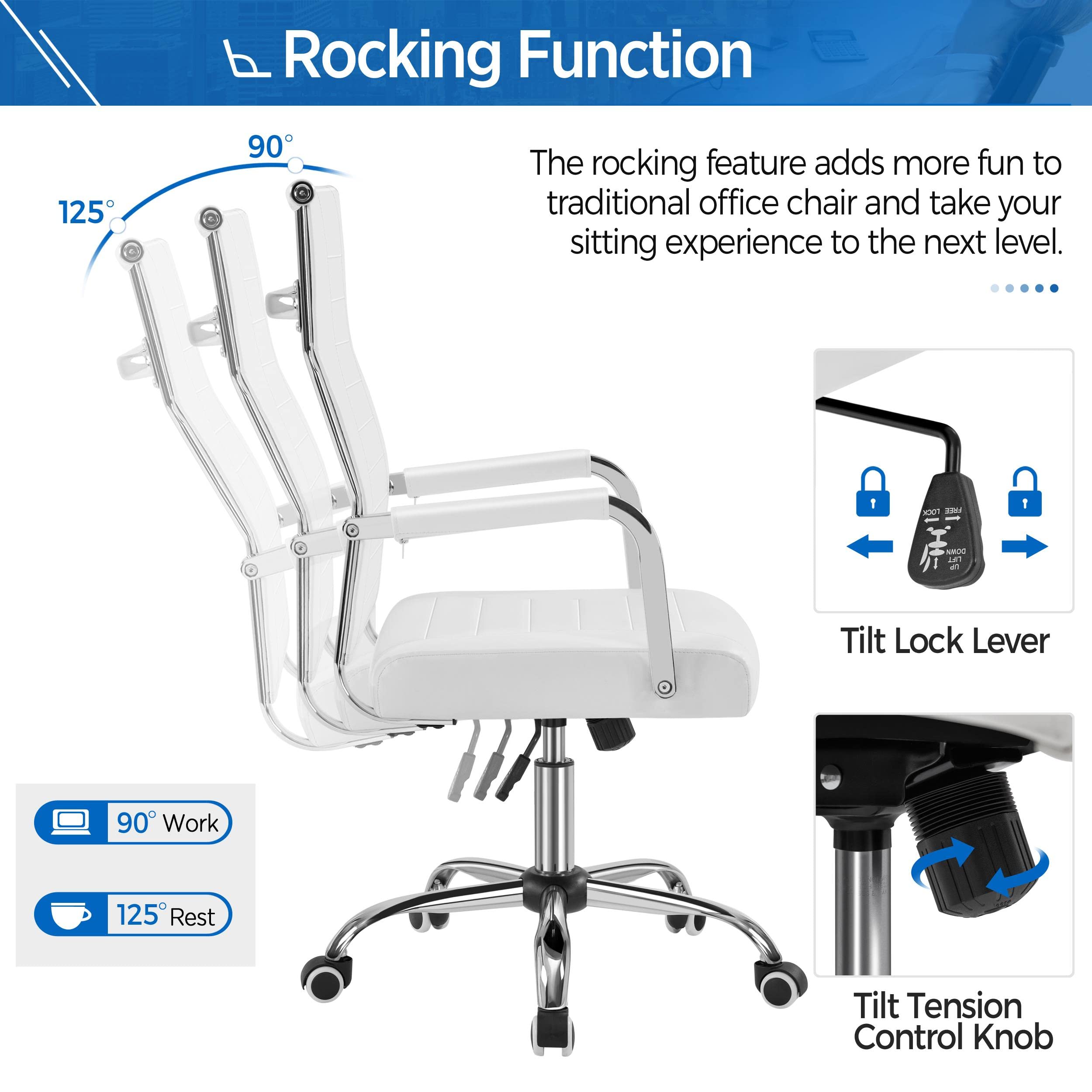 High-Back Office Desk Chair Executive Task Chair Management Chair PU Leather Chair