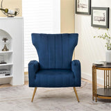 Armchair Modern Velvet Accent Chair, Channel Tufted Bedroom, Office or Living Room