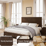 King Size Platform Bed Frame with Headboard - Walnut Finish