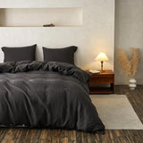 100% Linen Duvet Cover Set, 3 Pieces Belgian Flax Breathable Bedding, 1 Comforter