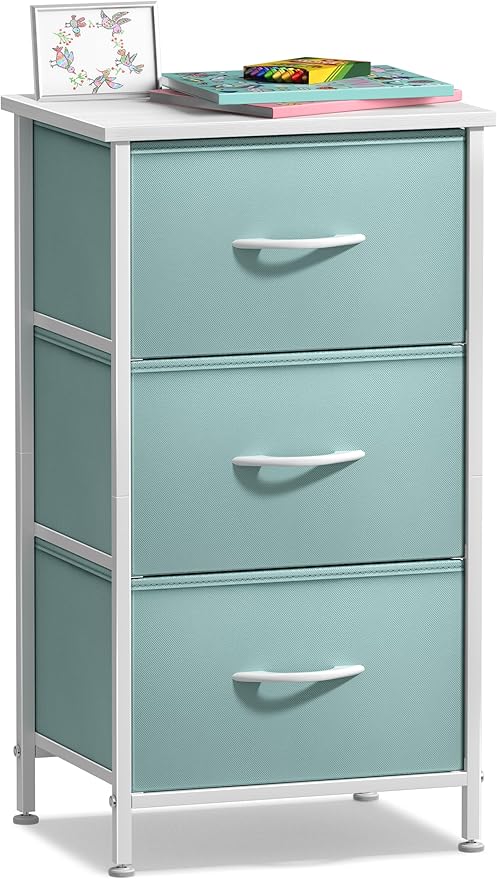 Nightstand Storage Organizer Chest with 3 Drawers - Kids Girls