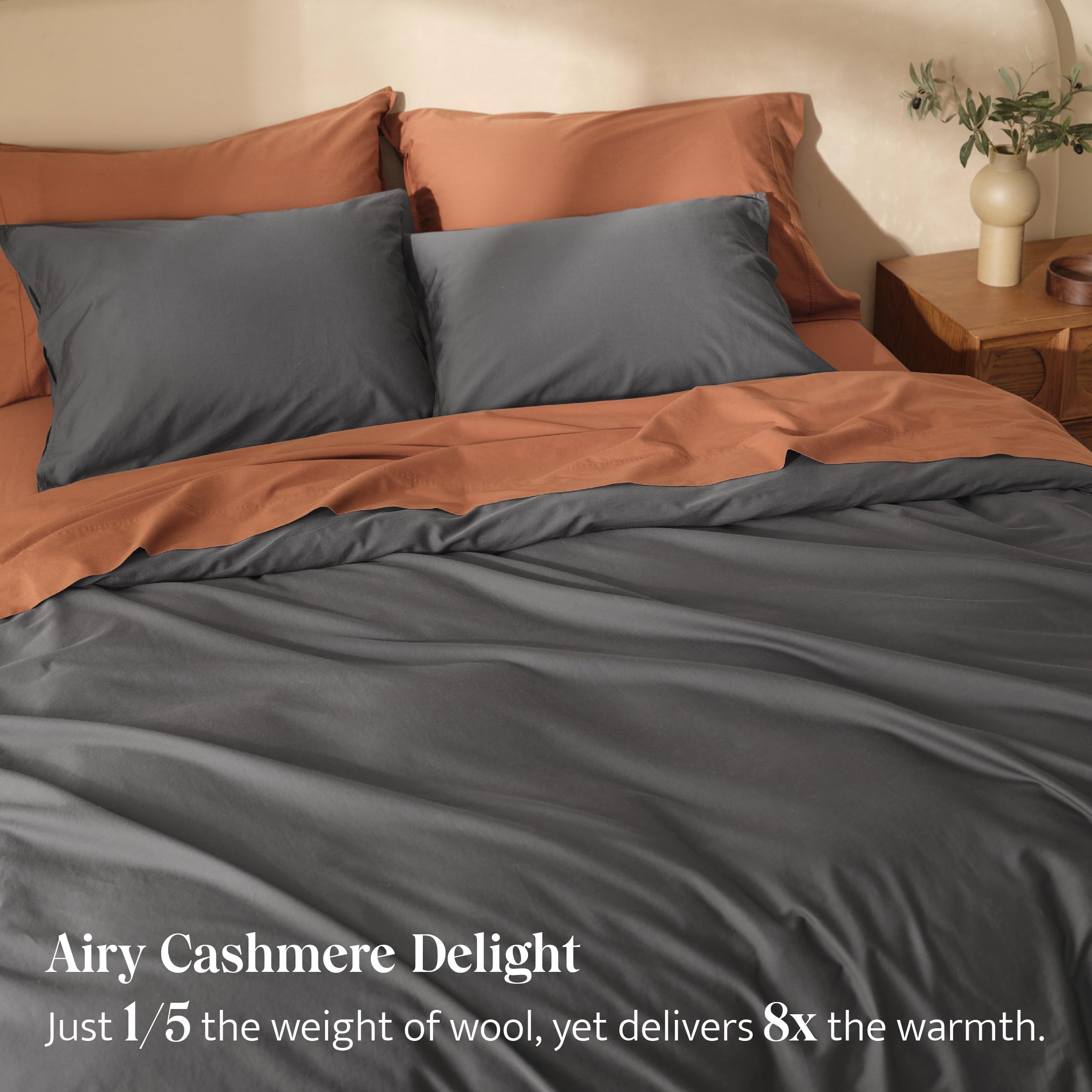 Cashmere Cotton Duvet Cover Set - King Size Luxury Bedding with Button Closure