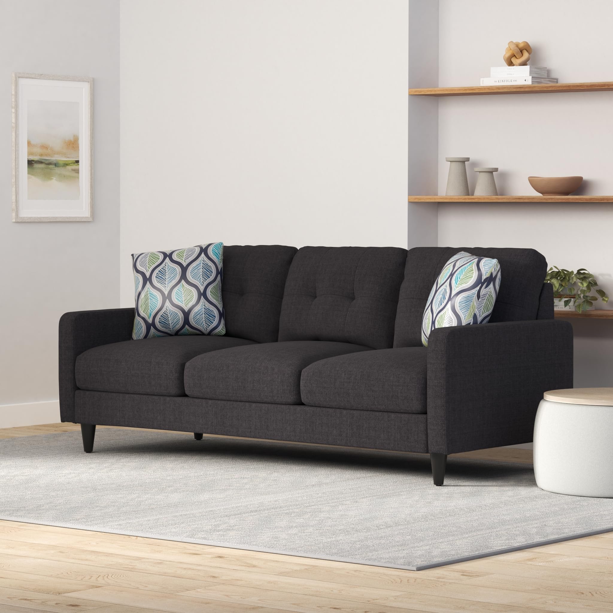 Watsonville - Upholstered Stationary Sofa with Track Arm, Button-Tufted Seat Backs