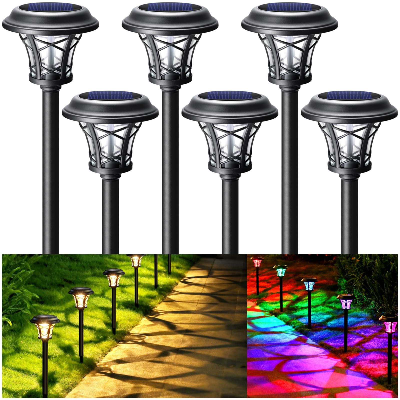 Solar Pathway Lights Outdoor 6 Pack Glass Stainless Steel Driveway Lights