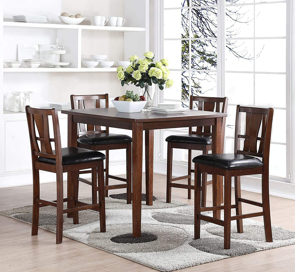 Dixon Counter Height Dining Set, Espresso, 5-Piece