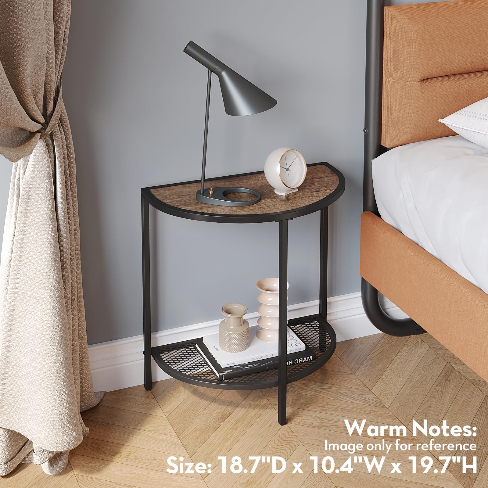 Small Side Table 19.7'' Half Moon Side Tables for Living Room