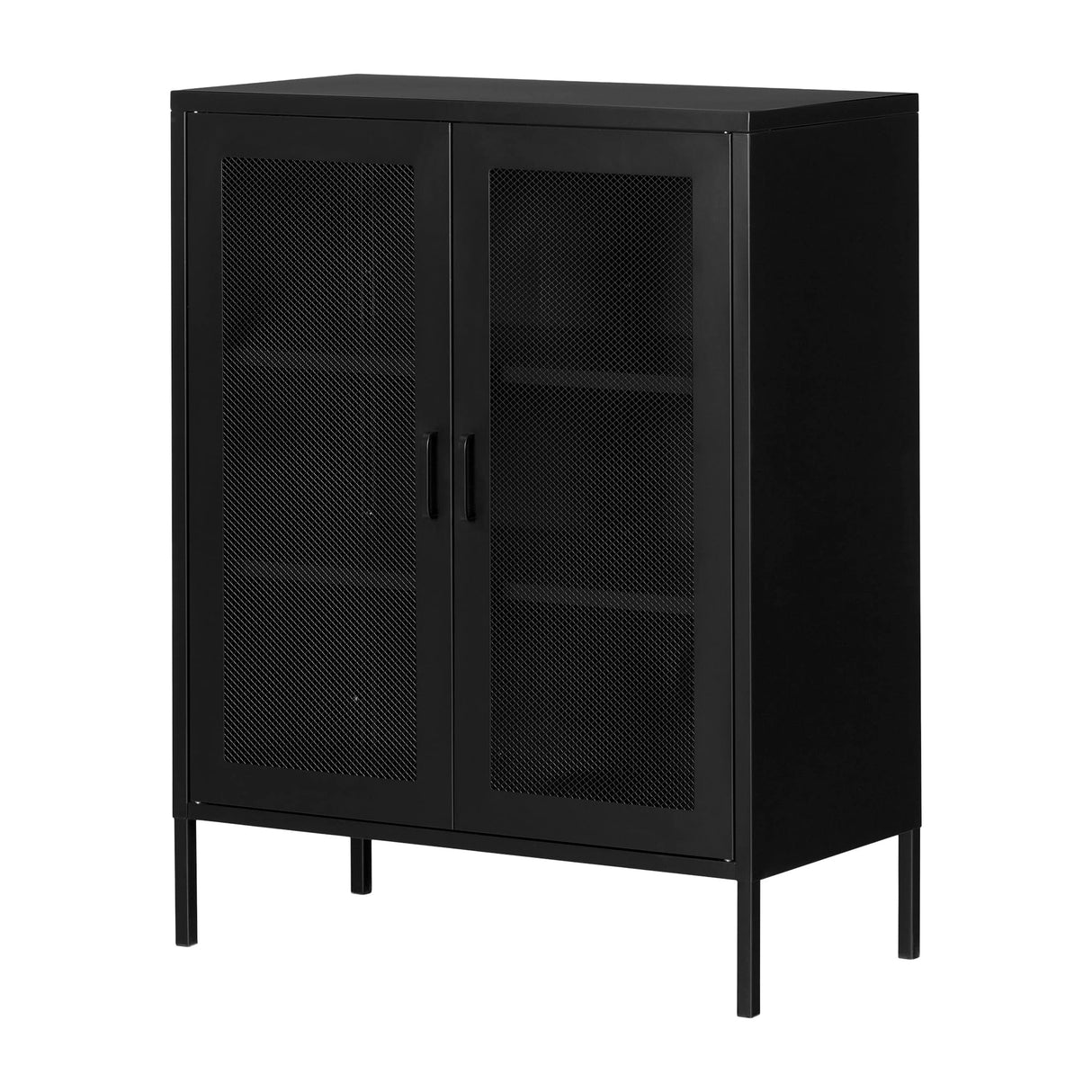 Crea Metal Mesh 2-Door Accent Cabinet, Black
