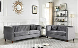 55" Modern Loveseat with Soft-Cushioned Backrest, Piped Details & Tapered Wood Legs