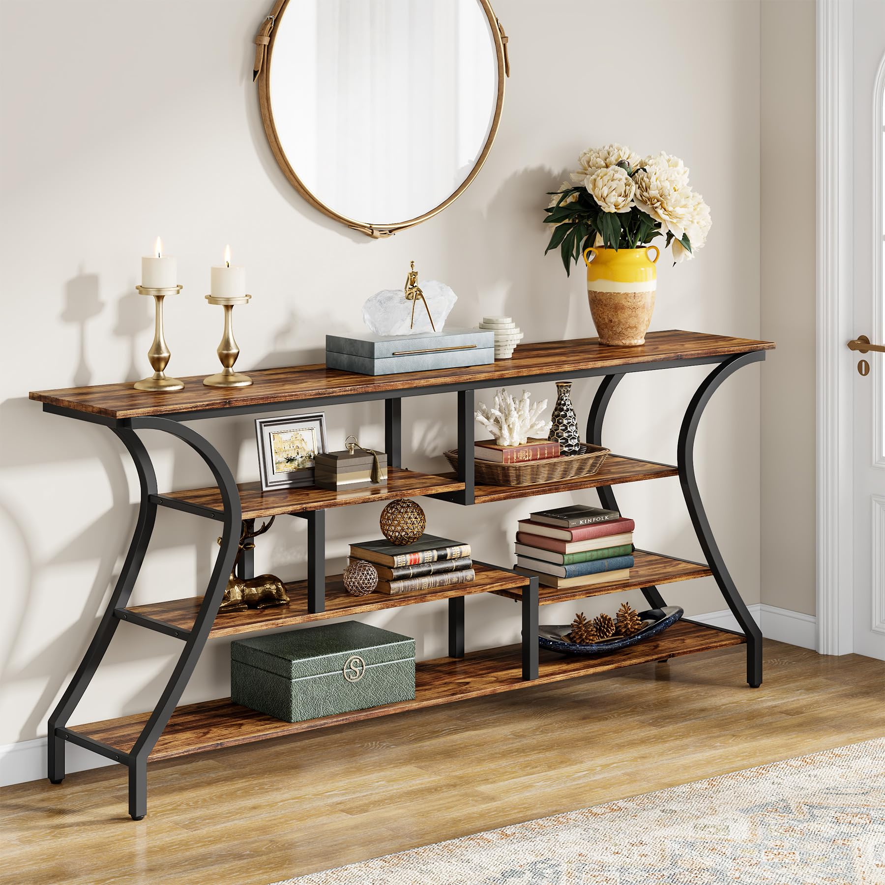 70.9 Inch Extra Long Console Table, Industrial Narrow Sofa Table