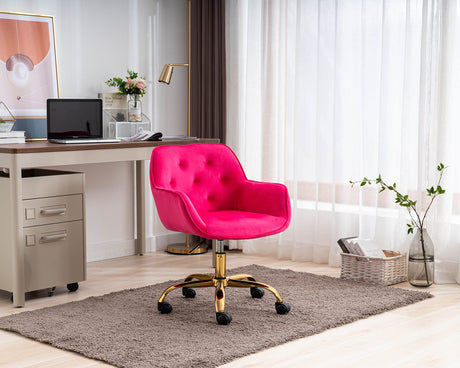 Comfy Home Office Task Chair with Wheels, Cute Modern Upholstered Velvet Back