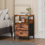 Nightstands Set 2, Bedside Table with 2 Fabric Drawers