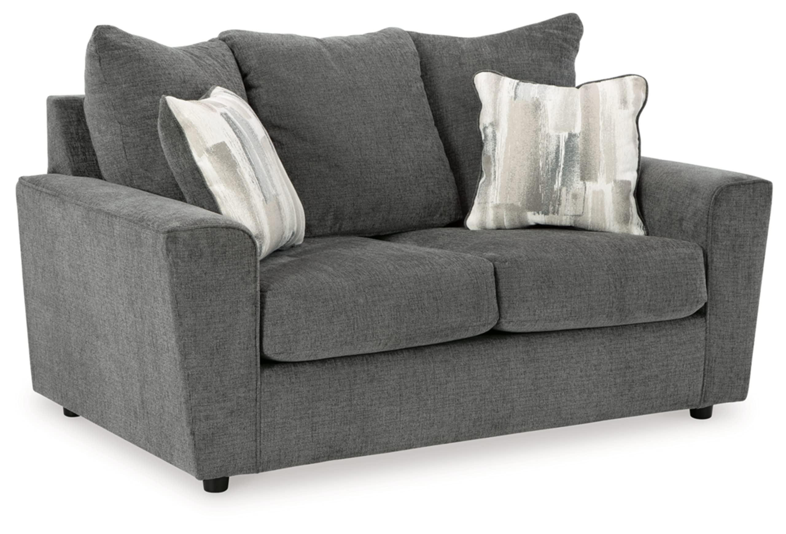 Stairatt Casual Loveseat with Flared Arms, Gray