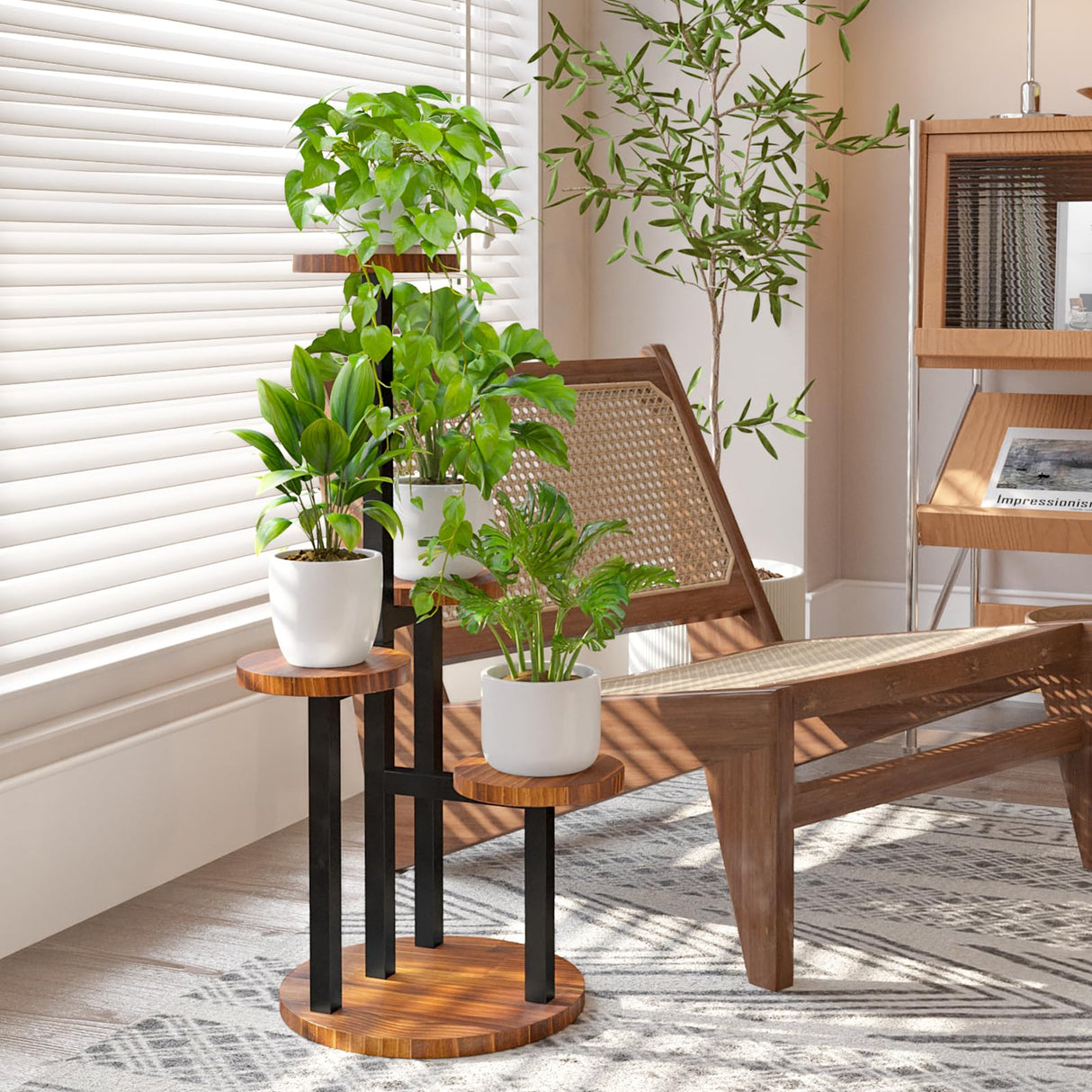 4 Tier Plant Stand Indoor Small Plant Shelf Outdoor Metal Tall Flower Holder Table