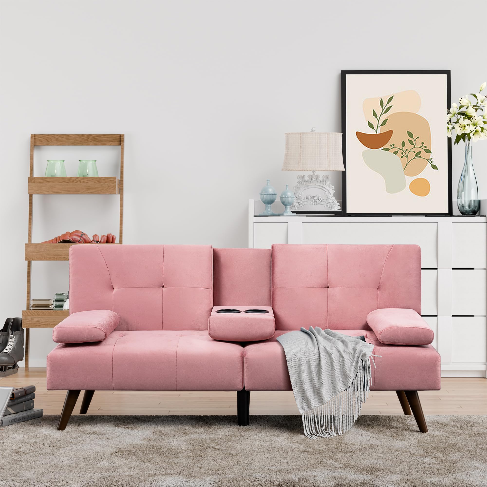 Futon Sofa Bed, Convertible Couch Bed Loveseat, Modern Futon Recliner Sleeper